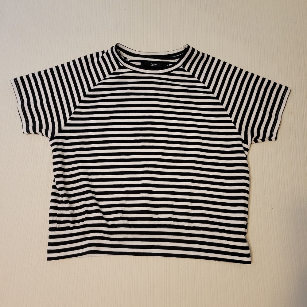 Striped Black and White Crop Women’s XL